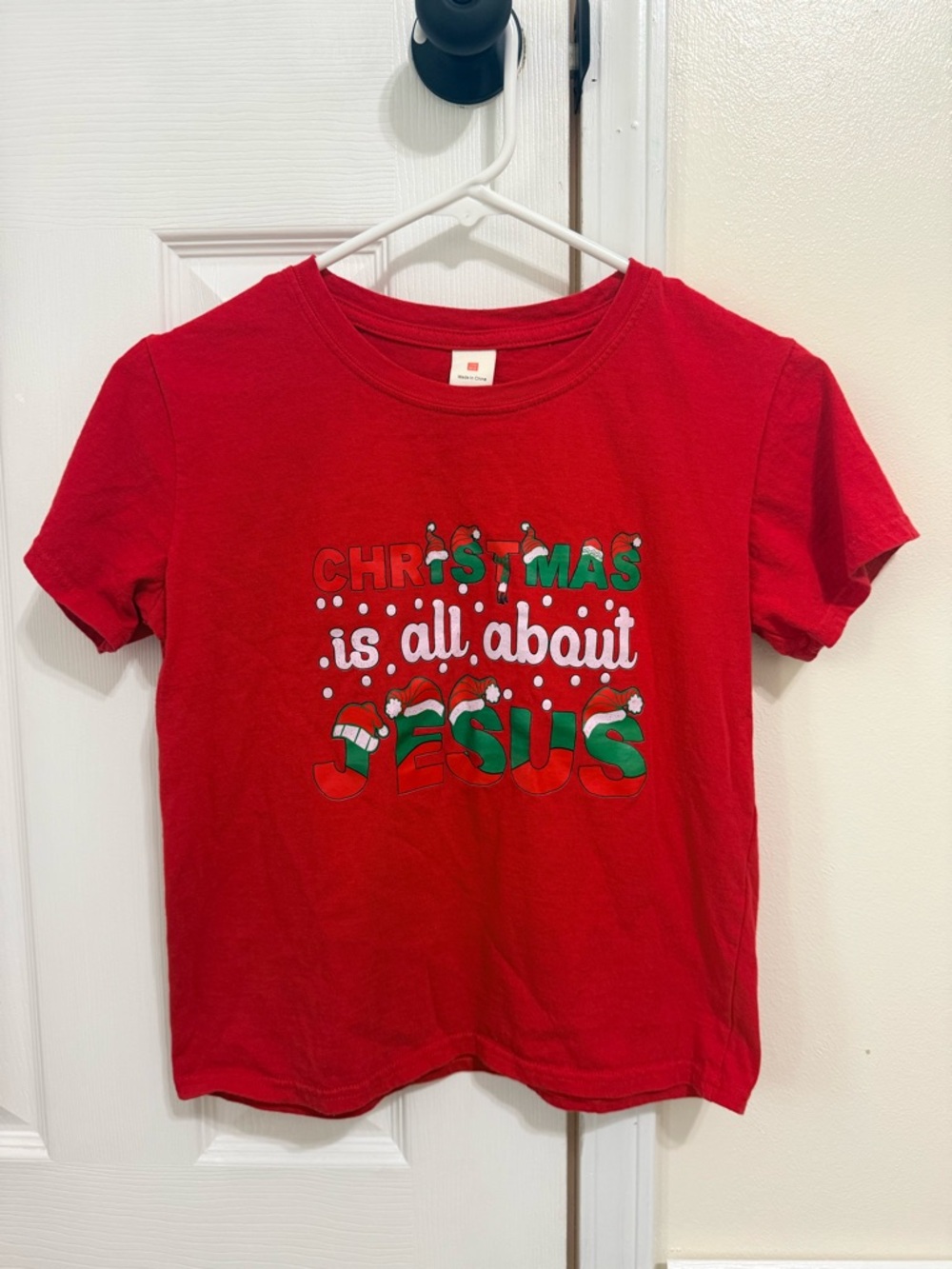Kids Red Holiday Graphic Tee - Jesus Message